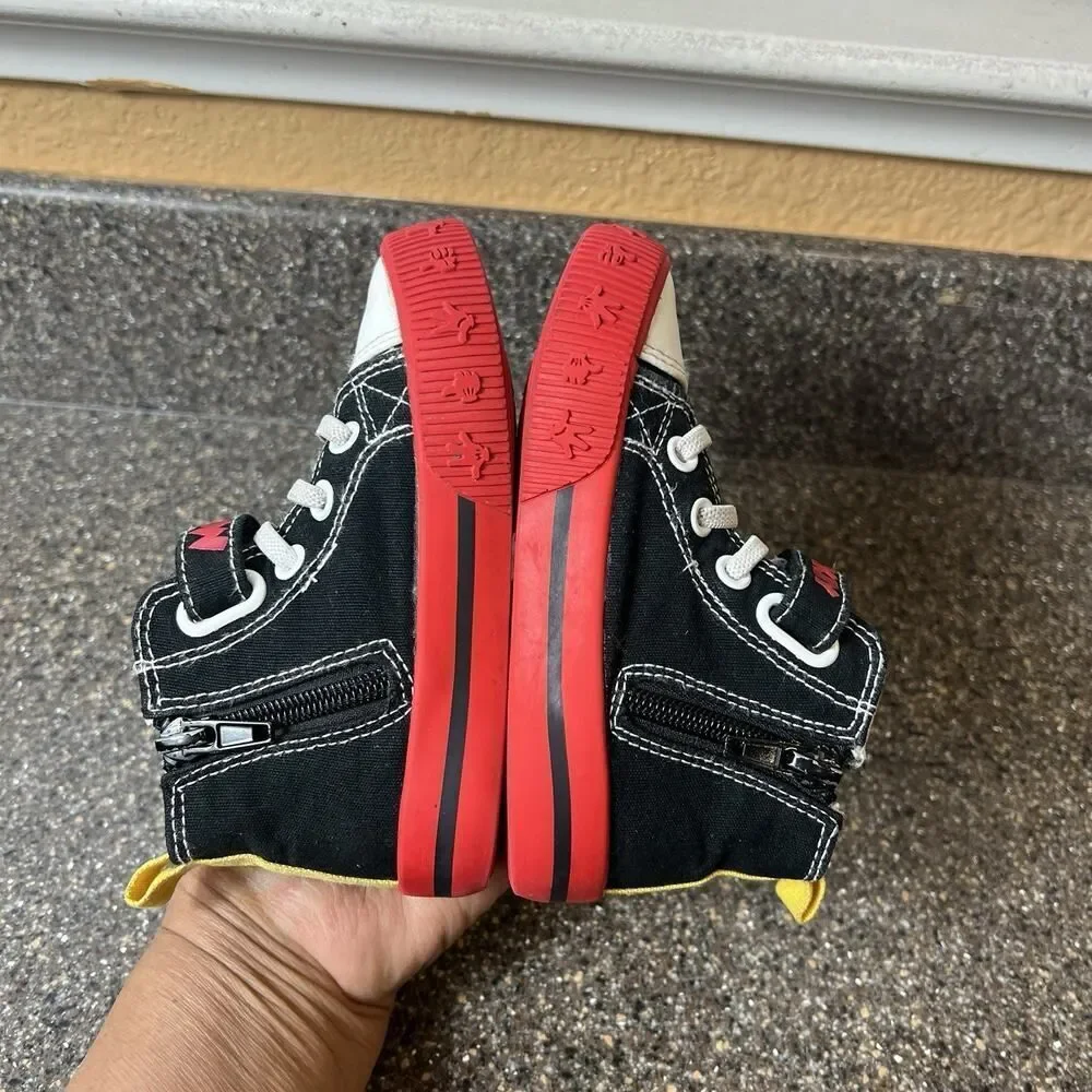 Disney Mickey Goofy Toddler Little Kids 7 Black/Red Canvas High Top Sneakers Zip